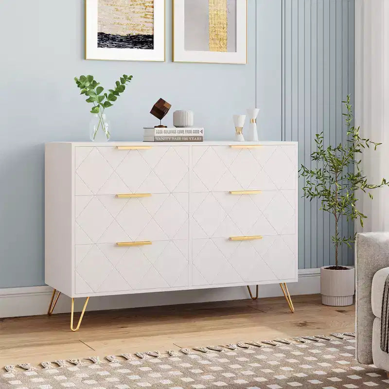 Commode en bois à 6 tiroirs pour placard, couloir, salon, chambre d'enfant