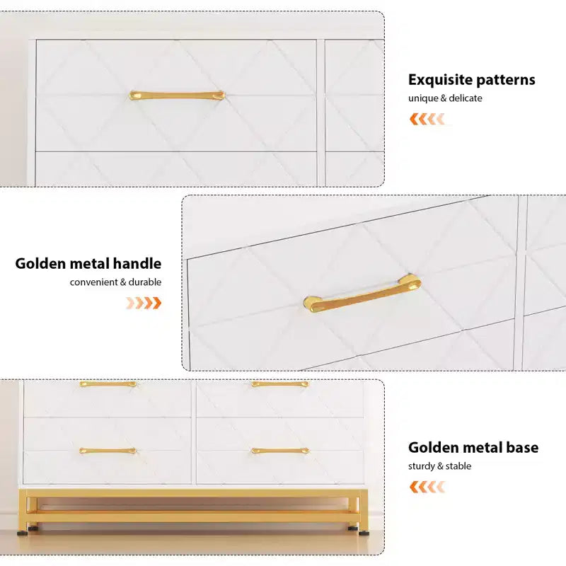 Commode en bois à 6 tiroirs pour placard, couloir, salon, chambre d'enfant