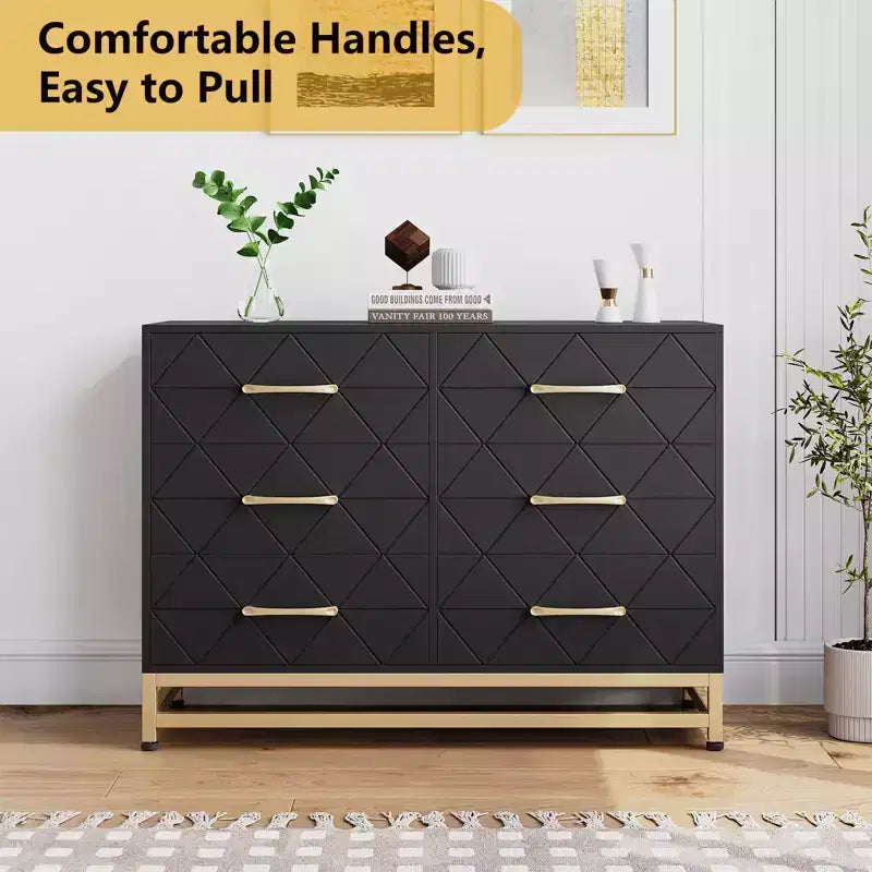 Commode en bois à 6 tiroirs pour placard, couloir, salon, chambre d'enfant