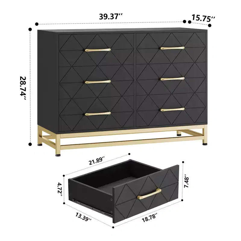Commode en bois à 6 tiroirs pour placard, couloir, salon, chambre d'enfant