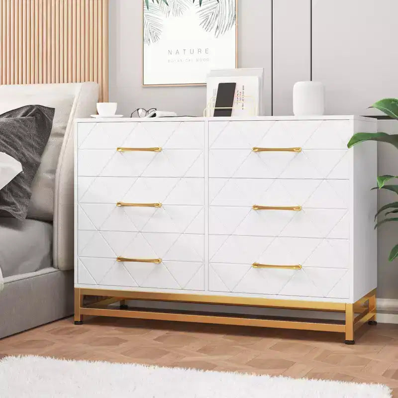 Commode en bois à 6 tiroirs pour placard, couloir, salon, chambre d'enfant