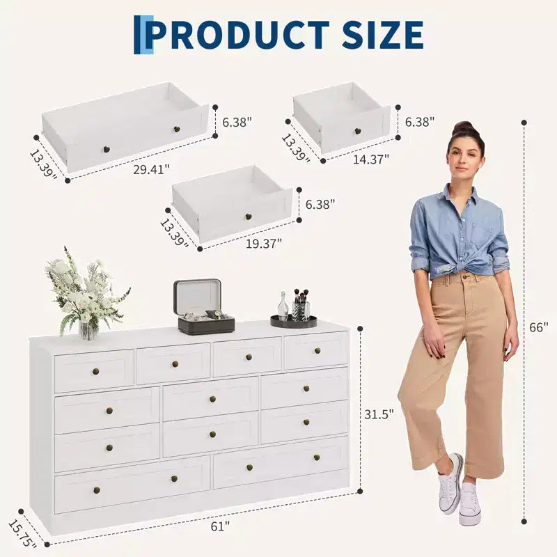 Commode moderne à 12 tiroirs, commodes en bois pour chambre à coucher, commode en bois pour vêtements, meuble de rangement pour salon, commode support TV