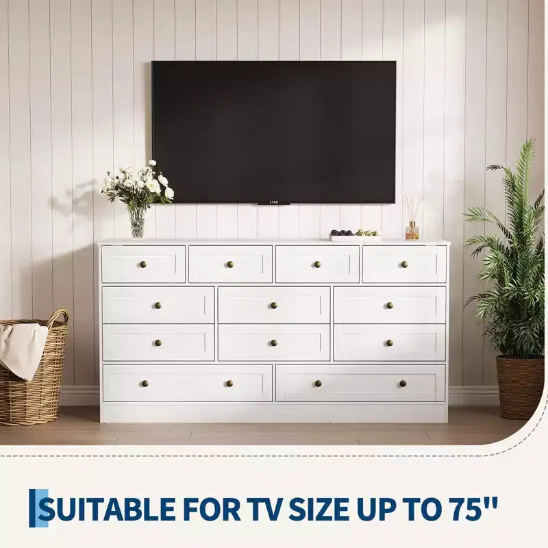 Commode moderne à 12 tiroirs, commodes en bois pour chambre à coucher, commode en bois pour vêtements, meuble de rangement pour salon, commode support TV
