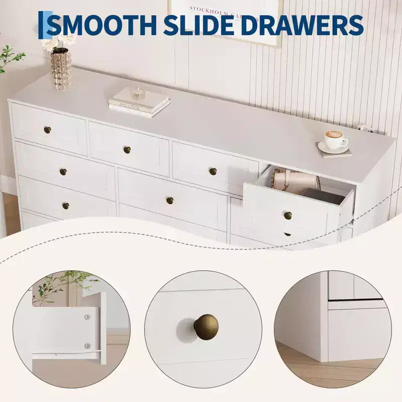 Commode moderne à 12 tiroirs, commodes en bois pour chambre à coucher, commode en bois pour vêtements, meuble de rangement pour salon, commode support TV