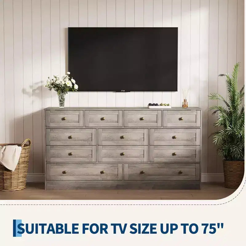 Commode moderne à 12 tiroirs, commodes en bois pour chambre à coucher, commode en bois pour vêtements, meuble de rangement pour salon, commode support TV