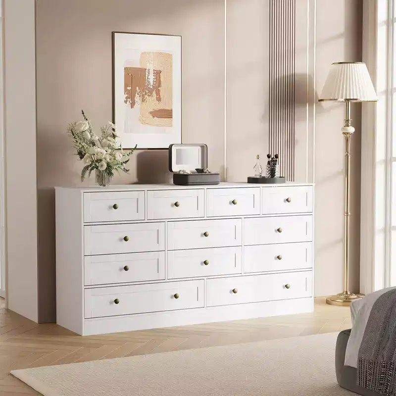 Commode moderne à 12 tiroirs, commodes en bois pour chambre à coucher, commode en bois pour vêtements, meuble de rangement pour salon, commode support TV