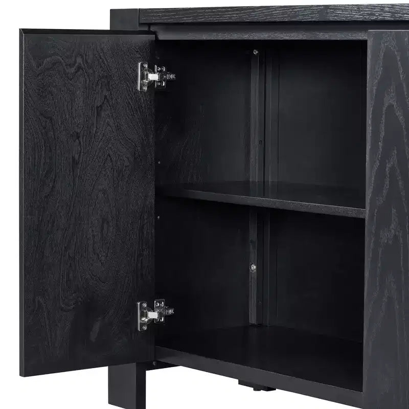 Buffet 4 portes avec étagères réglables pour salle à manger et cuisine, noir