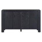Buffet 4 portes avec étagères réglables pour salle à manger et cuisine, noir
