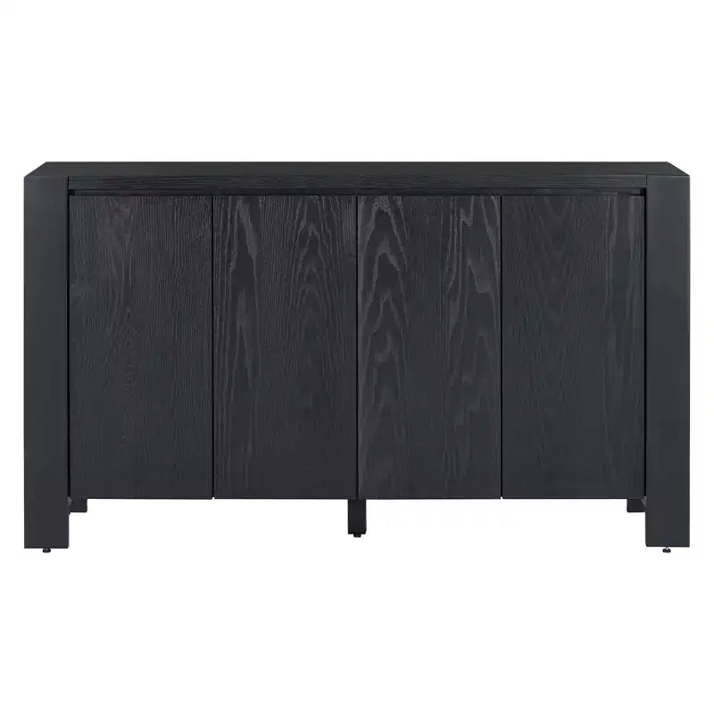 Buffet 4 portes avec étagères réglables pour salle à manger et cuisine, noir