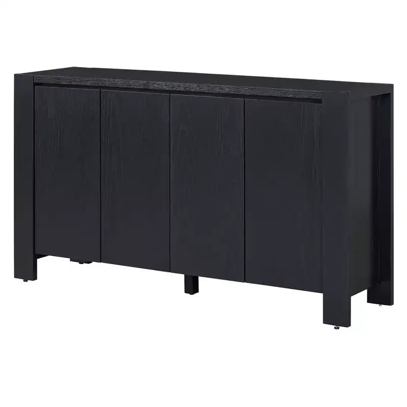 Buffet 4 portes avec étagères réglables pour salle à manger et cuisine, noir