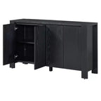 Buffet 4 portes avec étagères réglables pour salle à manger et cuisine, noir