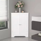 GDFStudio Jessamine Freestanding Corner Bathroom Storage Cabinet with Adjustable Shelf