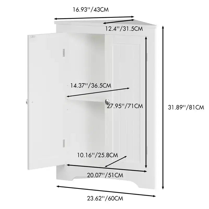 Meuble de Rangement d'Angle Autoportant pour Salle de Bain avec Étagère Réglable