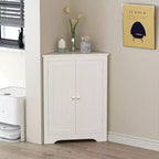 Meuble de Rangement d'Angle Autoportant pour Salle de Bain avec Étagère Réglable