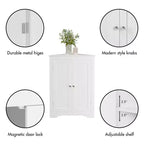 Meuble de Rangement d'Angle Autoportant pour Salle de Bain avec Étagère Réglable