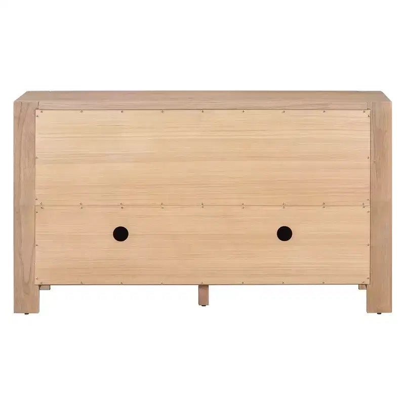 Buffet de salle à manger/salon en bois rétro 4 portes, style campagnard avec rangement, finition vieillie et étagères réglables, naturel