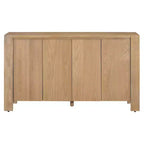 Buffet de salle à manger/salon en bois rétro 4 portes, style campagnard avec rangement, finition vieillie et étagères réglables, naturel