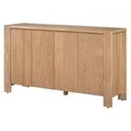 Buffet de salle à manger/salon en bois rétro 4 portes, style campagnard avec rangement, finition vieillie et étagères réglables, naturel
