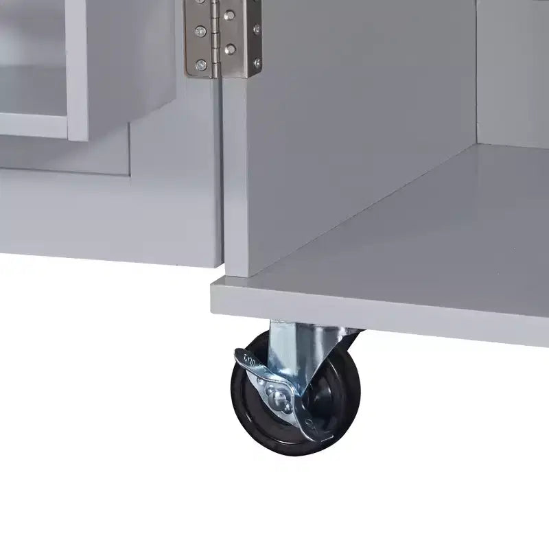 Îlot de cuisine roulant avec rangement, chariot de cuisine avec plateau en bois d'hévéa, 3 tiroirs, 2 étagères coulissantes et étagère interne, support à épices et support à torchons.