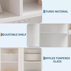 71 Meuble de rangement de garde-manger, unité de rangement haute et autoportante à 6 niveaux avec panneau perforé, 2 armoires, étagères ouvertes, portes vitrées, pour bureau à domicile