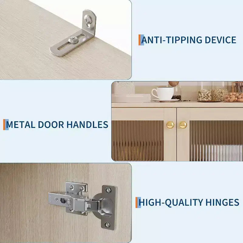 71 Meuble de rangement de garde-manger, unité de rangement haute et autoportante à 6 niveaux avec panneau perforé, 2 armoires, étagères ouvertes, portes vitrées, pour bureau à domicile