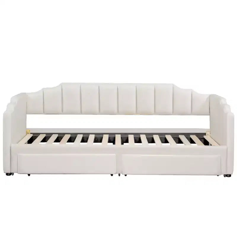 Lit de repos rembourré Twin XL avec 2 tiroirs de rangement, extensible en lit King Size
