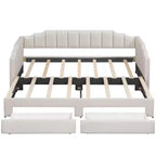 Lit de repos rembourré Twin XL avec 2 tiroirs de rangement, extensible en lit King Size