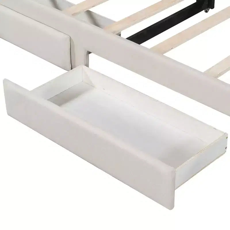 Lit de repos rembourré Twin XL avec 2 tiroirs de rangement, extensible en lit King Size