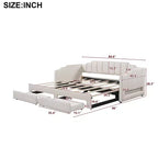 Lit de repos rembourré Twin XL avec 2 tiroirs de rangement, extensible en lit King Size