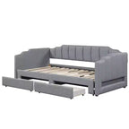 Lit de repos rembourré Twin XL avec 2 tiroirs de rangement, extensible en lit King Size