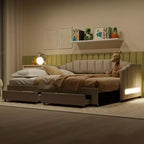 Lit de repos rembourré Twin XL avec 2 tiroirs de rangement, extensible en lit King Size