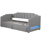 Lit de repos rembourré Twin XL avec 2 tiroirs de rangement, extensible en lit King Size