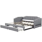 Lit de repos rembourré Twin XL avec 2 tiroirs de rangement, extensible en lit King Size