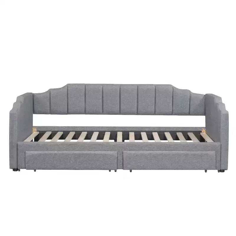 Lit de repos rembourré Twin XL avec 2 tiroirs de rangement, extensible en lit King Size