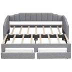 Lit de repos rembourré Twin XL avec 2 tiroirs de rangement, extensible en lit King Size