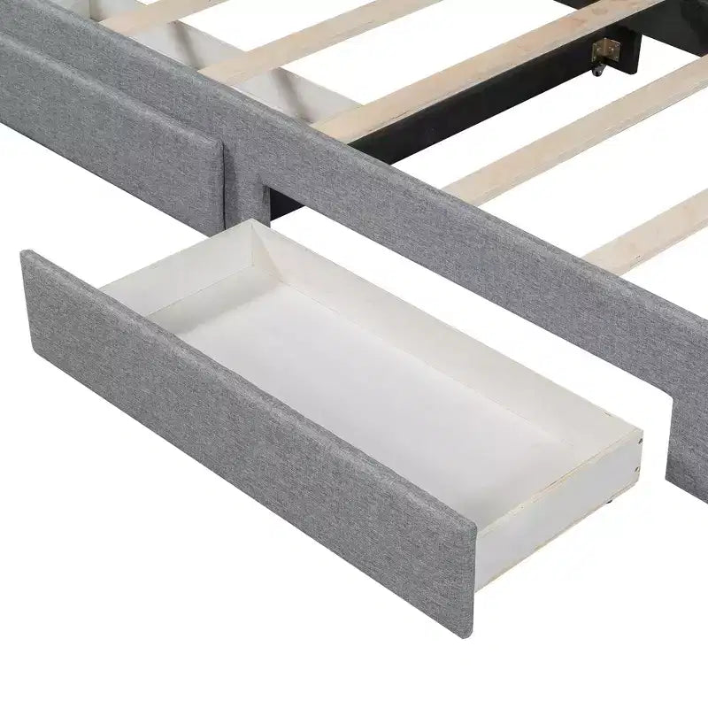 Lit de repos rembourré Twin XL avec 2 tiroirs de rangement, extensible en lit King Size