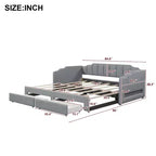 Lit de repos rembourré Twin XL avec 2 tiroirs de rangement, extensible en lit King Size