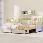 Lit de repos rembourré Twin XL avec 2 tiroirs de rangement, extensible en lit King Size