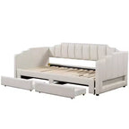 Lit de repos rembourré Twin XL avec 2 tiroirs de rangement, extensible en lit King Size