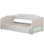 Lit de repos rembourré Twin XL avec 2 tiroirs de rangement, extensible en lit King Size