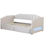 Lit de repos rembourré Twin XL avec 2 tiroirs de rangement, extensible en lit King Size