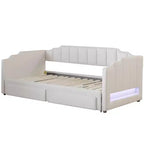 Lit de repos rembourré Twin XL avec 2 tiroirs de rangement, extensible en lit King Size