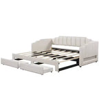 Lit de repos rembourré Twin XL avec 2 tiroirs de rangement, extensible en lit King Size