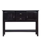 Console en bois massif de 122 cm avec 2 tiroirs, des armoires et une étagère inférieure pour salon et salle à manger, Espresso