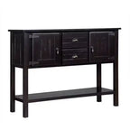 Console en bois massif de 122 cm avec 2 tiroirs, des armoires et une étagère inférieure pour salon et salle à manger, Espresso