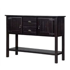 Console en bois massif de 122 cm avec 2 tiroirs, des armoires et une étagère inférieure pour salon et salle à manger, Espresso
