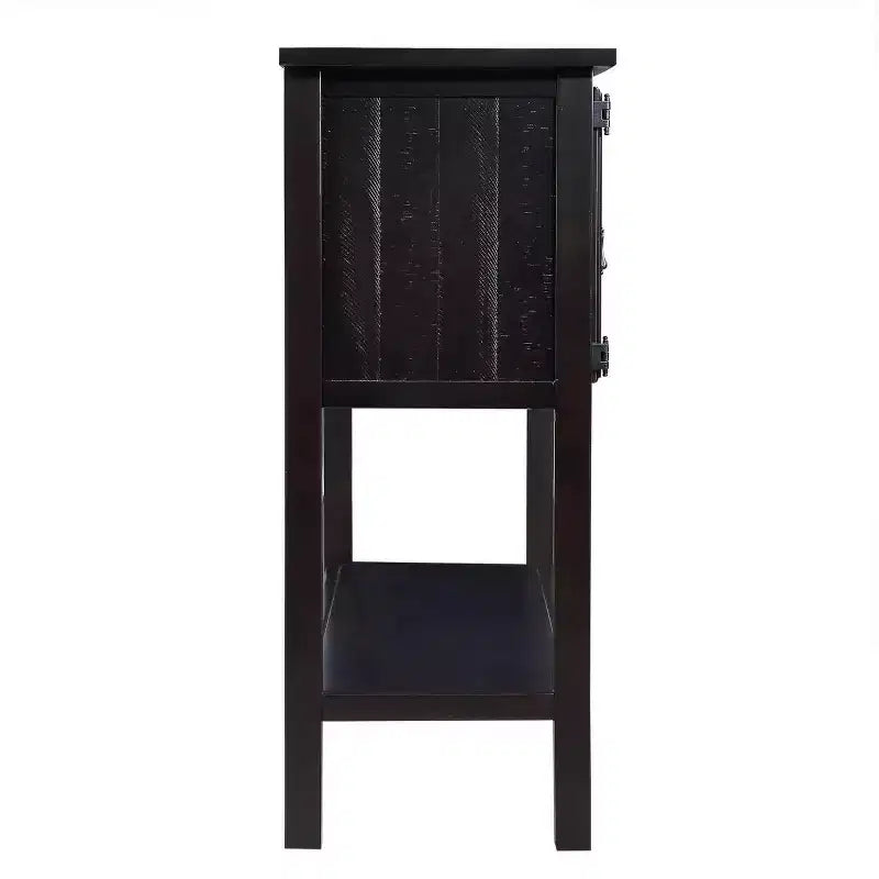 Console en bois massif de 122 cm avec 2 tiroirs, des armoires et une étagère inférieure pour salon et salle à manger, Espresso