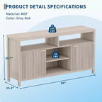 Meuble TV de ferme de 150 cm avec porte cannelée et étagères réglables, centre de divertissement pour téléviseurs de 65 pouces
