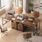 Bureau informatique de 122 cm avec rangement, petit bureau de direction avec placard, étagère ouverte et tablette coulissante pour clavier, pour bureau à domicile et étude
