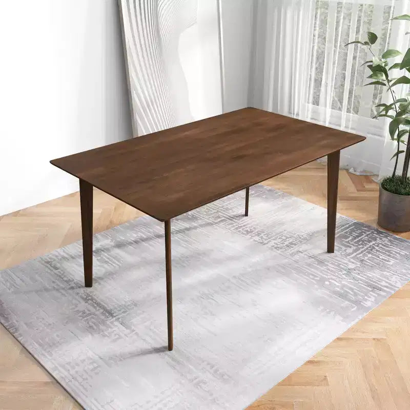 Table à manger en bois massif du milieu du siècle, 4 à 6 places, finition brune